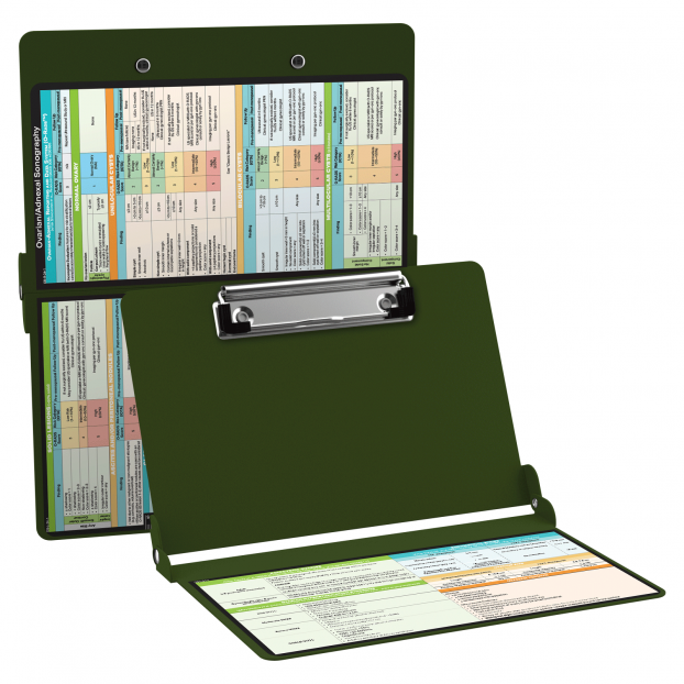 WhiteCoat Clipboard® - Army Green Ovarian/Adnexal Sonography Edition